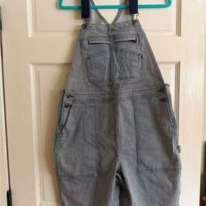 Duluth Trading Co Gray Striped Jumpsuit